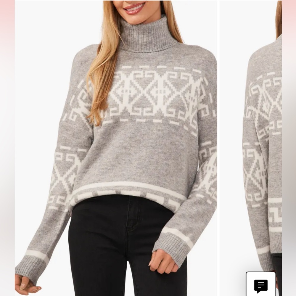Cece Fair Isle Turtleneck Sweater NWT